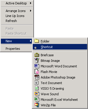 New Shortcut Contextual Menu