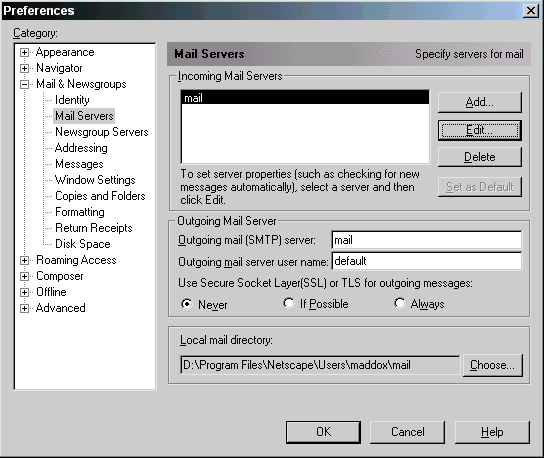 Netscape Preferences
