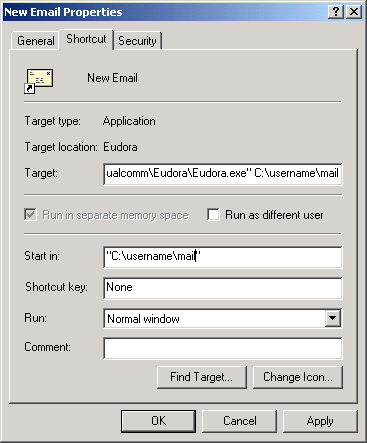 Shortcut Properties: Details