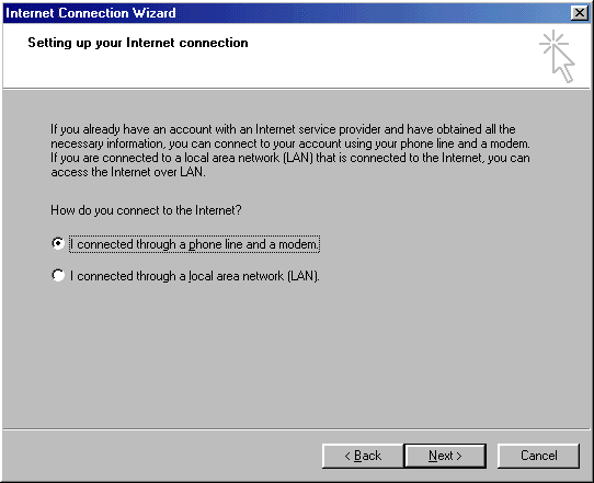 Setting up your internet connection