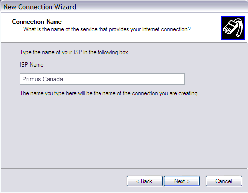 New Connection Wizard - Connection Name
